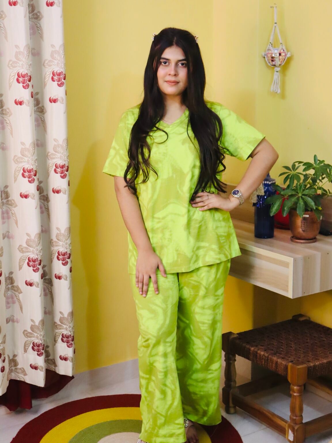 Exclusive Pj Suit 2 Piece-Greenish Yellow