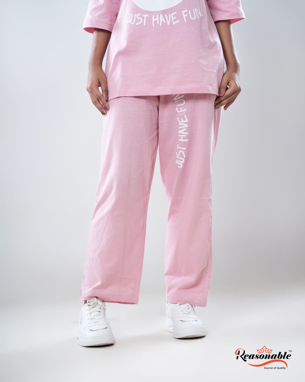 Women's Premium 2pc  Drop shoulder T-shirt & pajama Set-Baby Pink