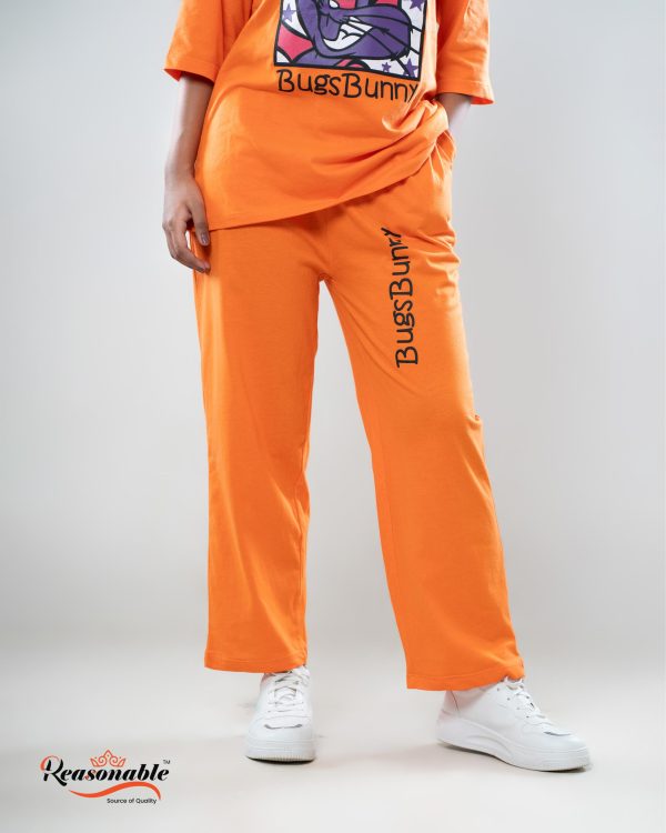 Women’s Premium 2pc Drop shoulder T-shirt & pajama Set- Orange - Image 4