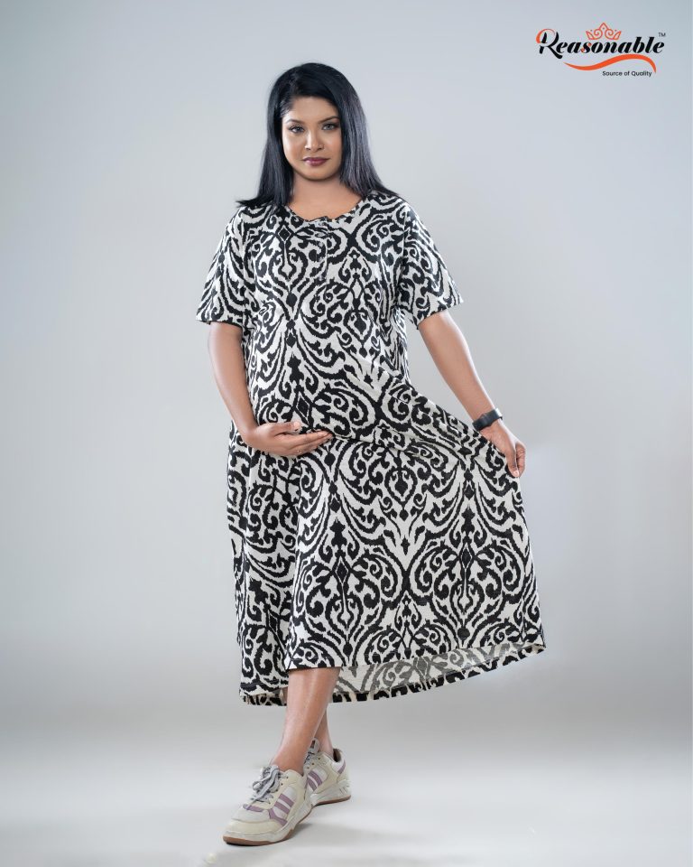 Premium Maternity wear Opening button Maxi- Black & Off white