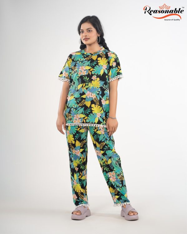 Women’s Premium 2pc T-shirt & pajama Set-Green Black - Image 3